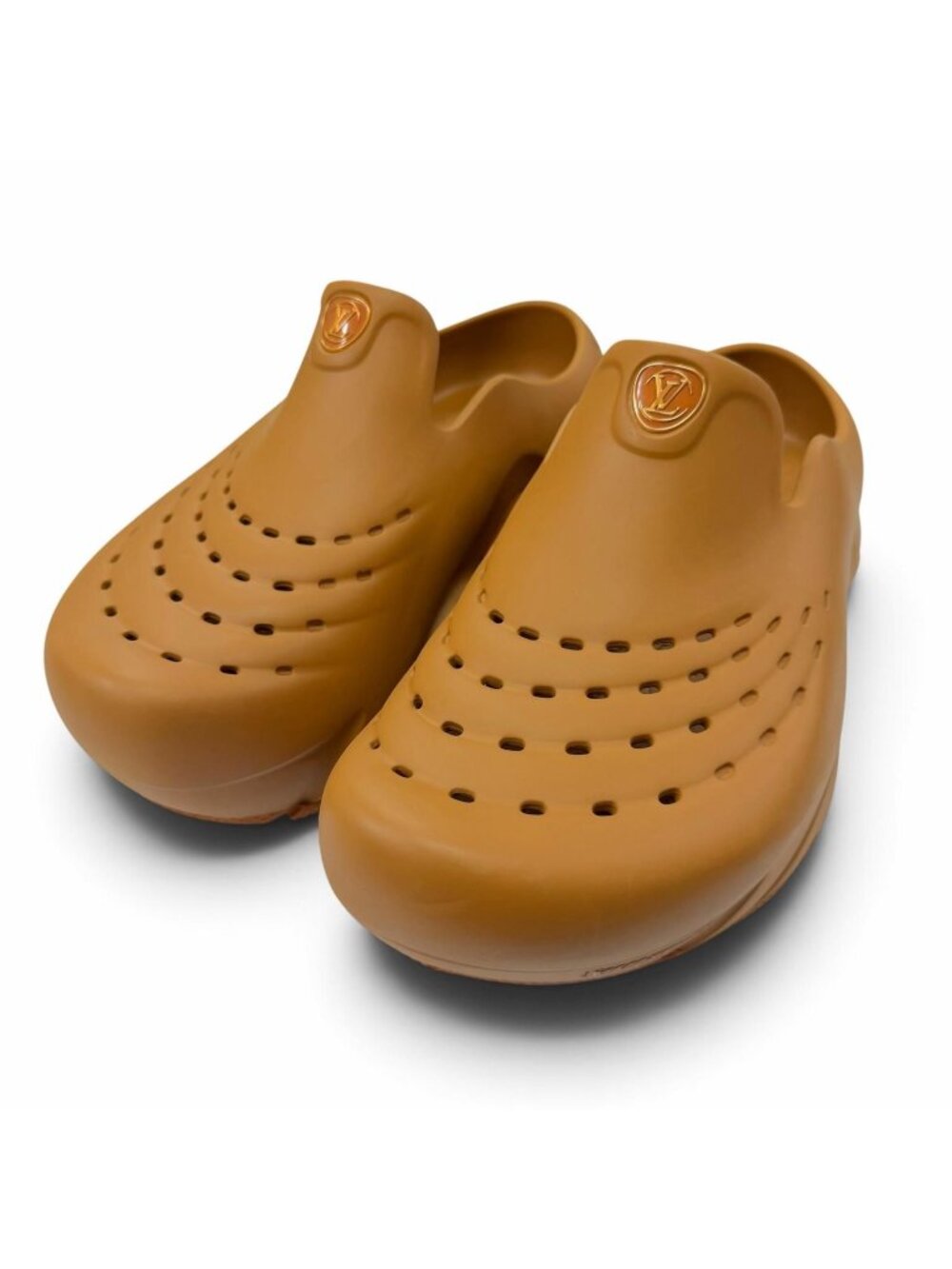 Louis Vuitton LV Shark Line Rubber Monogram Thick Sole Slip-on Sandals Brown